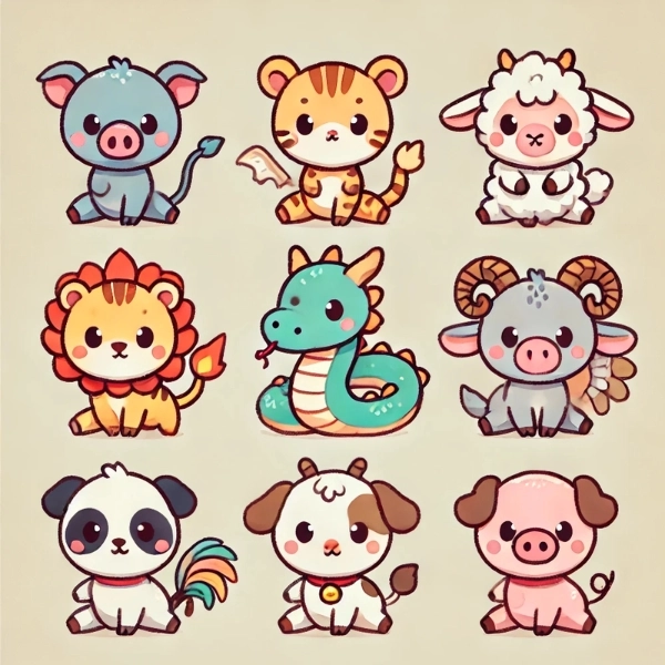 12 con giáp chibi dễ thương