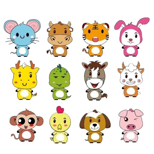 ảnh 12 con giáp chibi đầy màu sắc