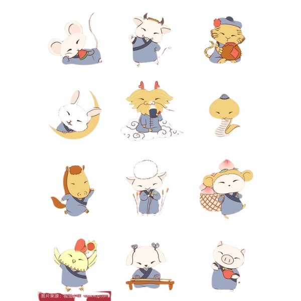 Hình nền 12 con giáp chibi siêu nét