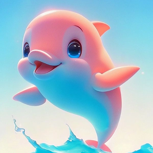 ảnh cá heo chibi màu hồng dễ thương