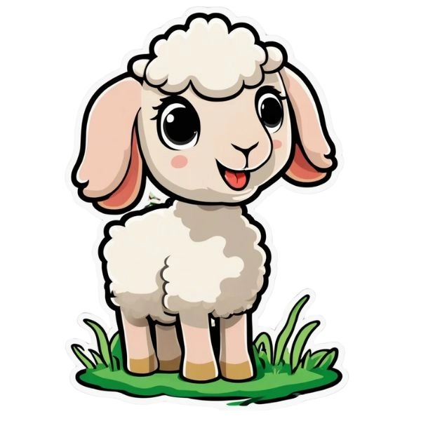 ảnh con cừu chibi hạnh phúc