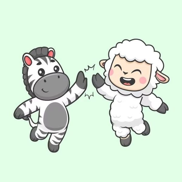 ảnh con cừu chibi và bạn ngựa cute
