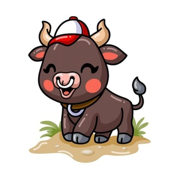 ảnh con trâu chibi vui vẻ