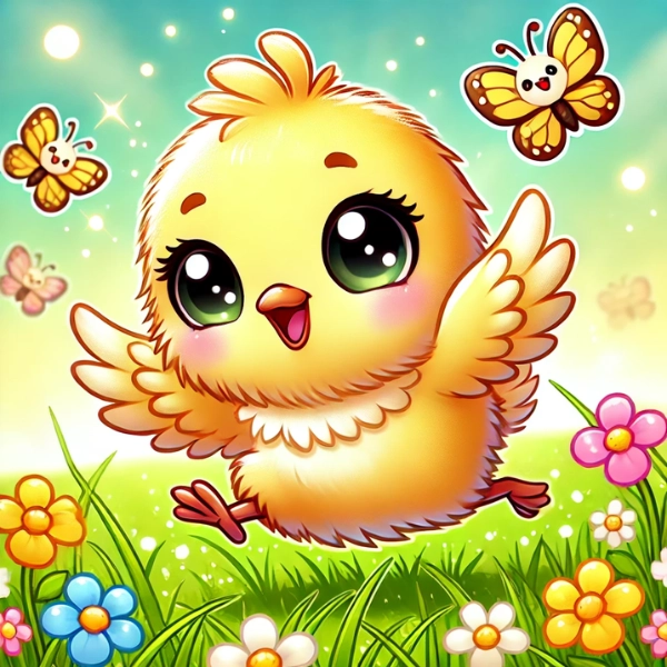 ảnh gà con chibi vui chơi