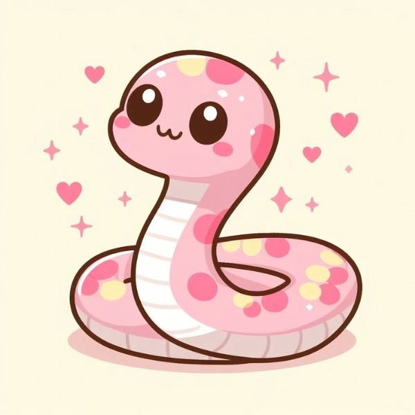ảnh rắn chibi cute màu hồng