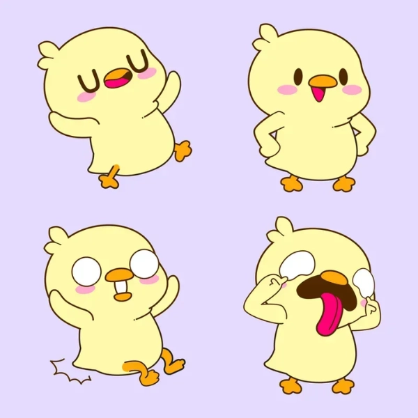 biểu cảm cute của con gà chibi