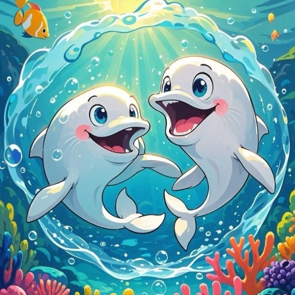 cá heo chibi hạnh phúc