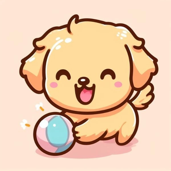 chó con chibi cute chơi bóng