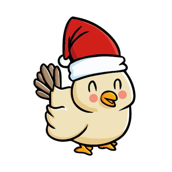 con gà chibi đội mũ noel