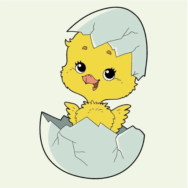con gà chibi nở trứng