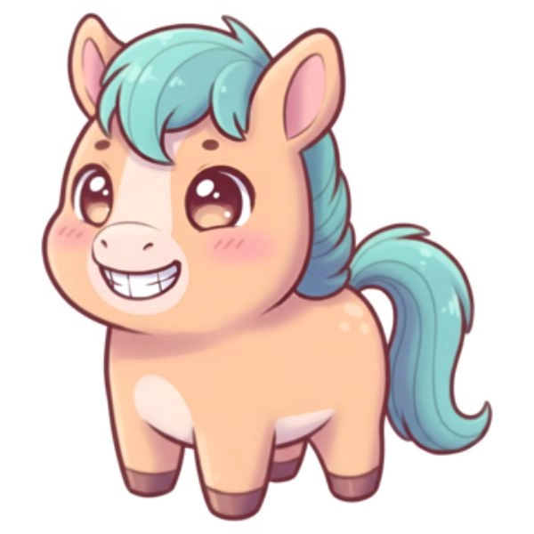 con ngựa cute chibi cười vui