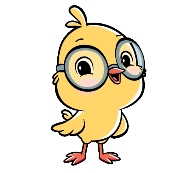 gà con chibi đeo kính cute