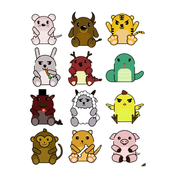 12 con giáp chibi siêu dễ thương