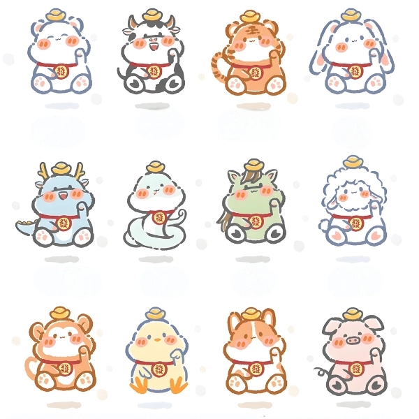 hình 12 con giáp chibi siêu đáng yêu