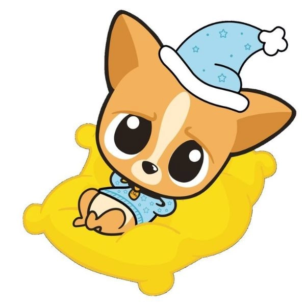 hình ảnh chó con chibi nằm ngủ