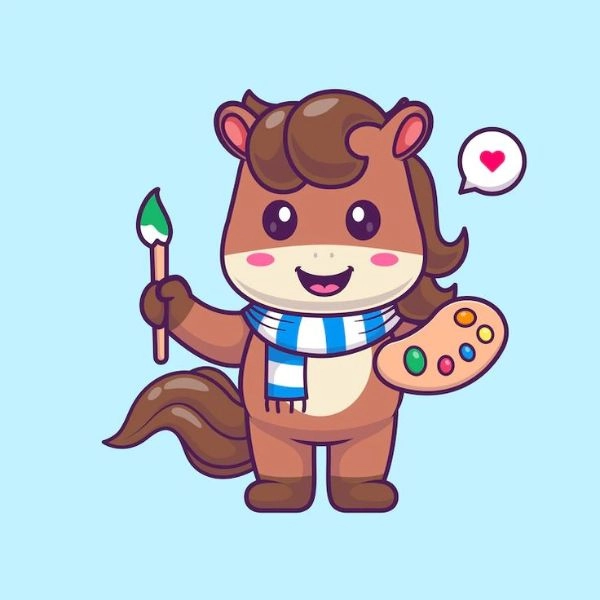 hình ảnh con ngựa chibi học vẽ