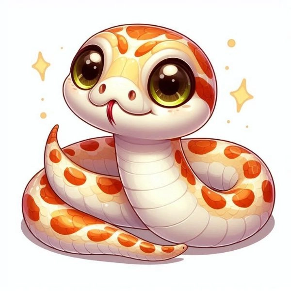 hình ảnh con rắn chibi đốm cam