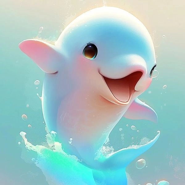 hình cá heo chibi cười cute
