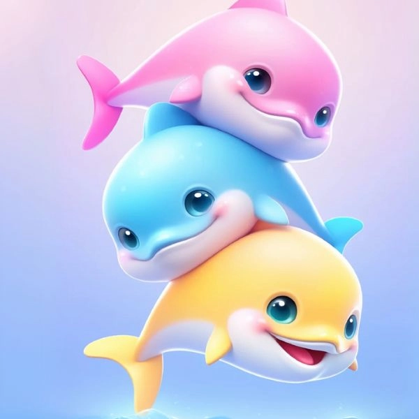 hình cá heo chibi cute