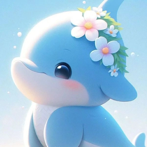 hình cá heo chibi đáng yêu