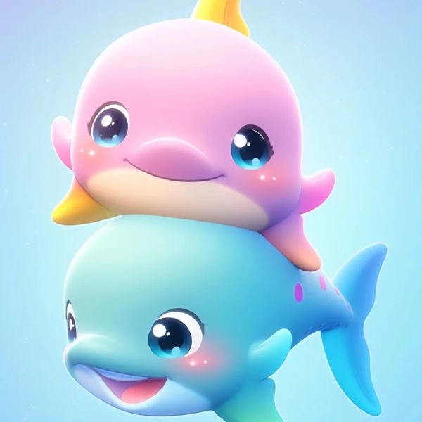 hình cá heo chibi dễ thương