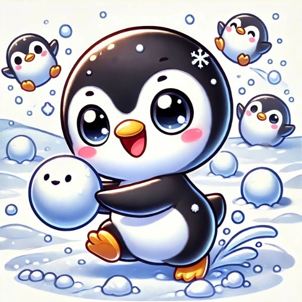 hình chim cánh cụt chibi chơi