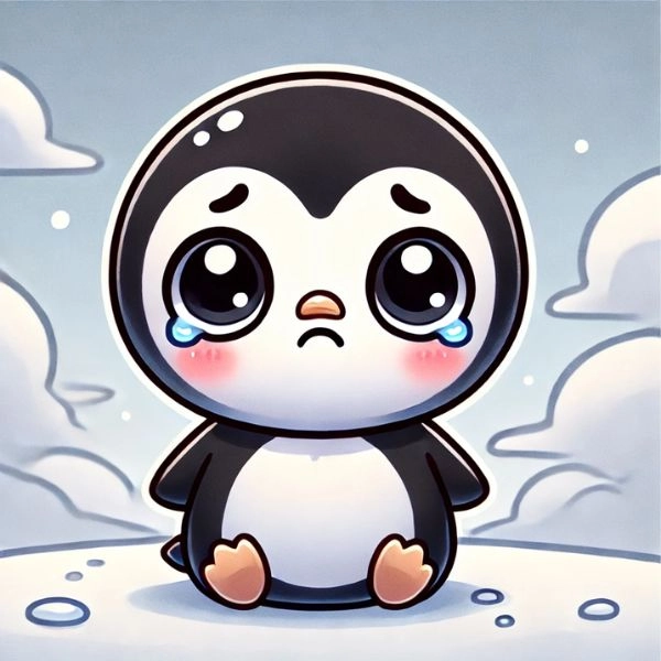 hình chim cánh cụt chibi khóc