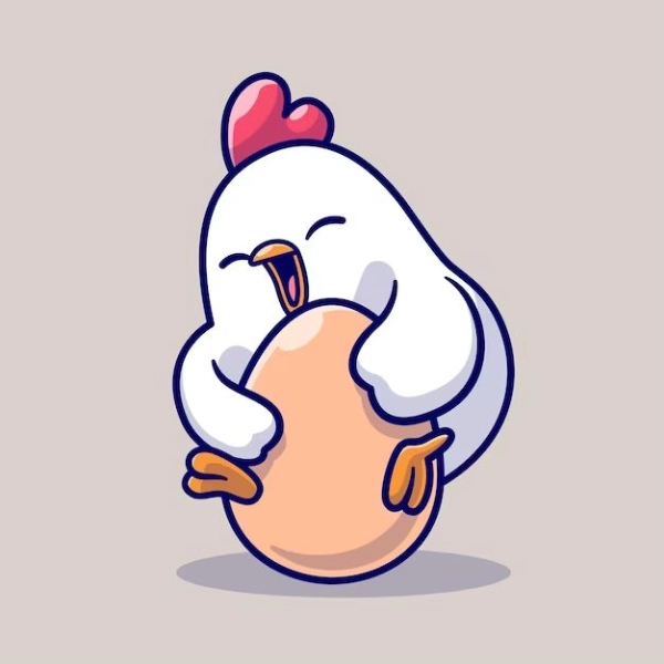 hình con gà chibi ôm trứng