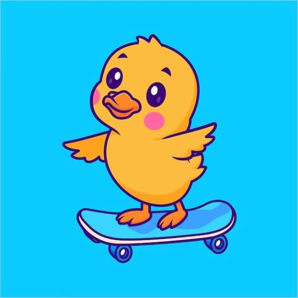 hình con gà chibi trượt ván