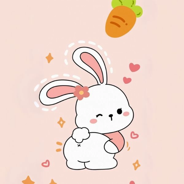 Ảnh thỏ hoạt hình chibi đáng yêu